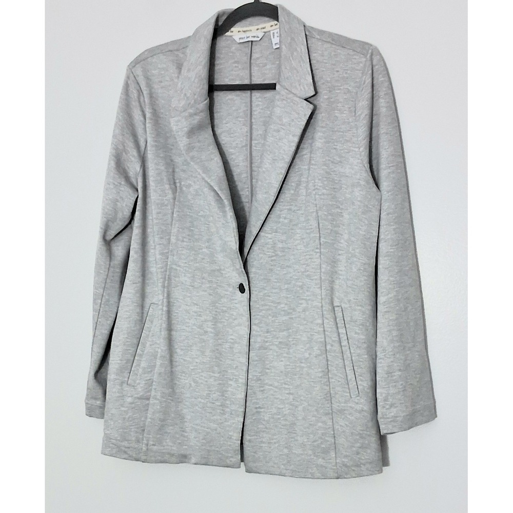 Peace Love World Blazer Women's Size Large Gray Feminine Ponte Career Pre-owned